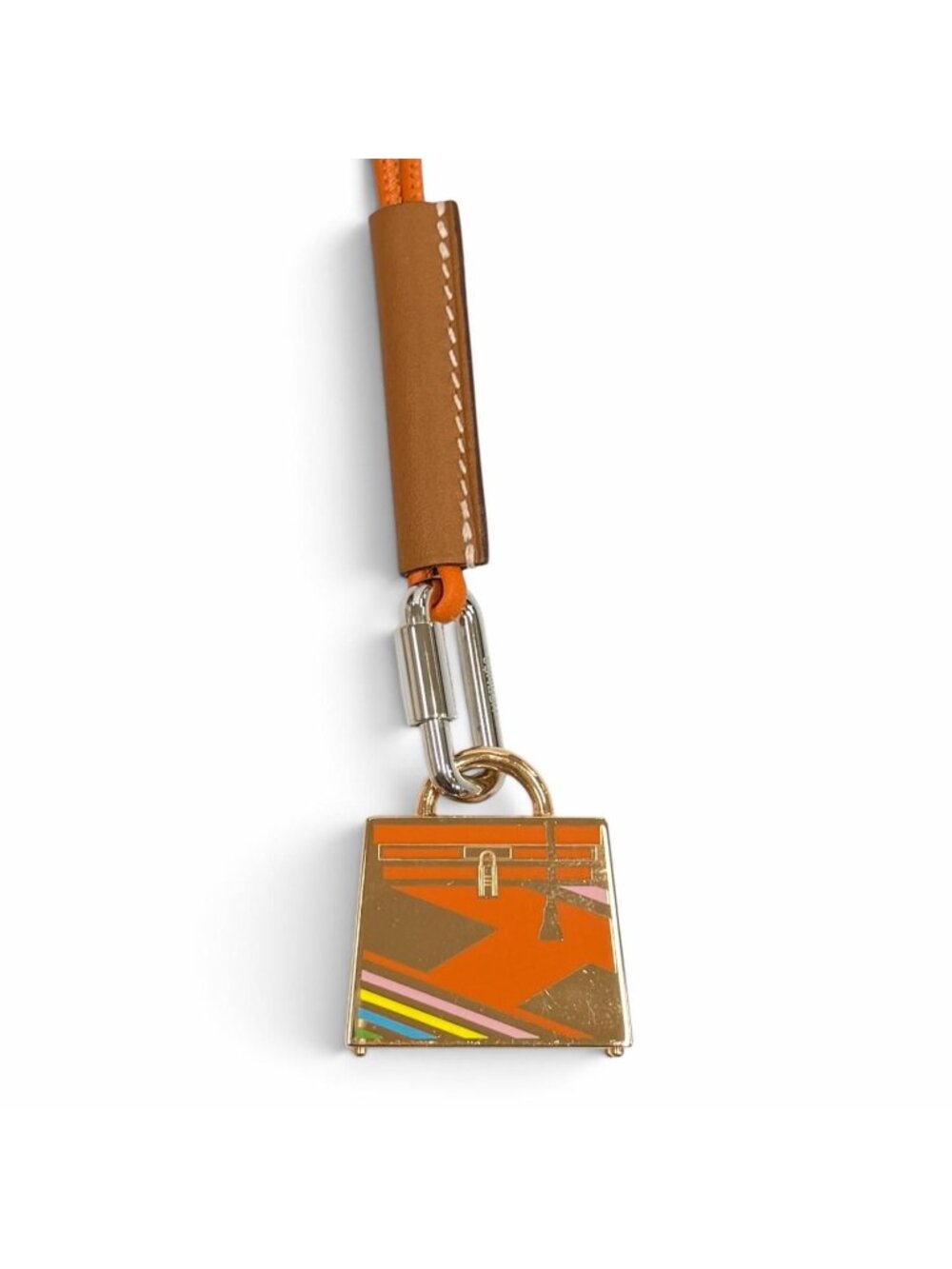 Hermes Kelly H Vibrasion Curiosity Pendant Orange Necklace